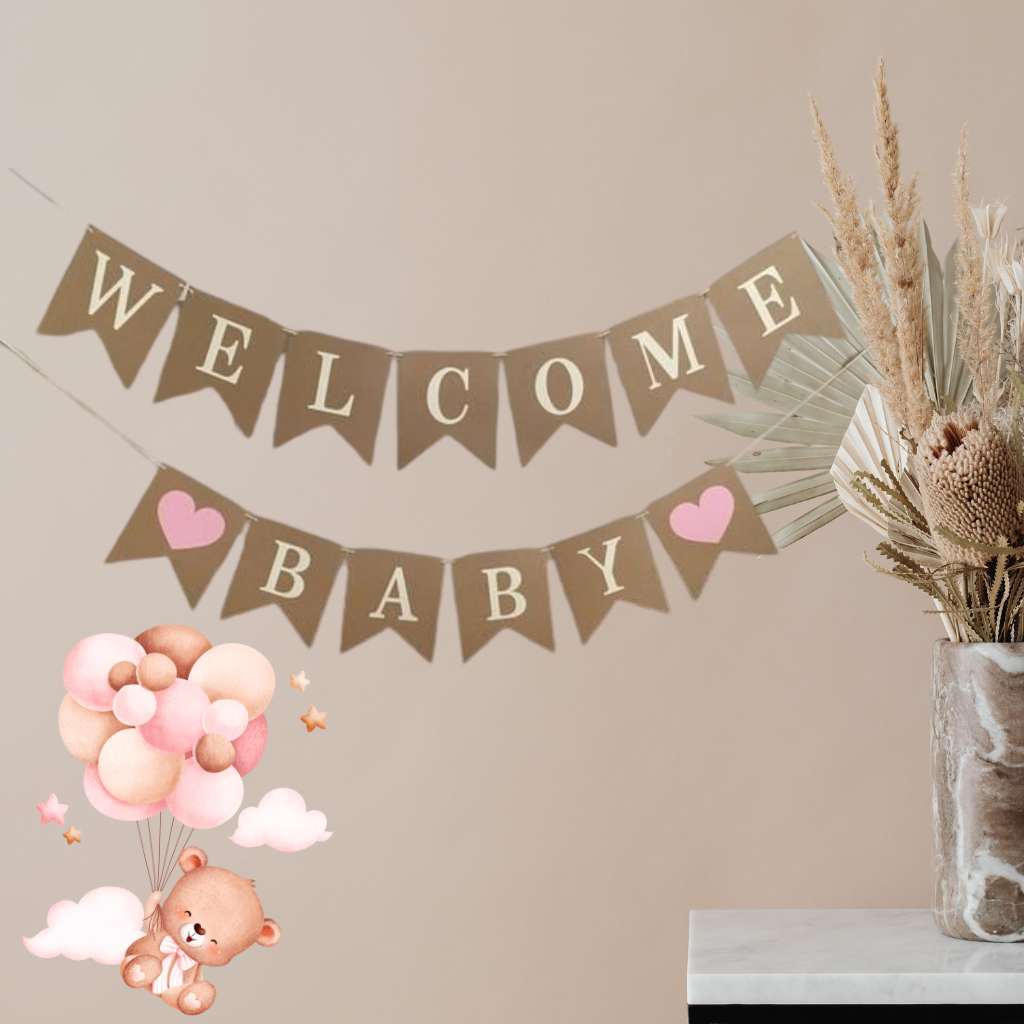 Balloon decoration for newborn welcome at home in Jaipur – pastel theme with baby name foil